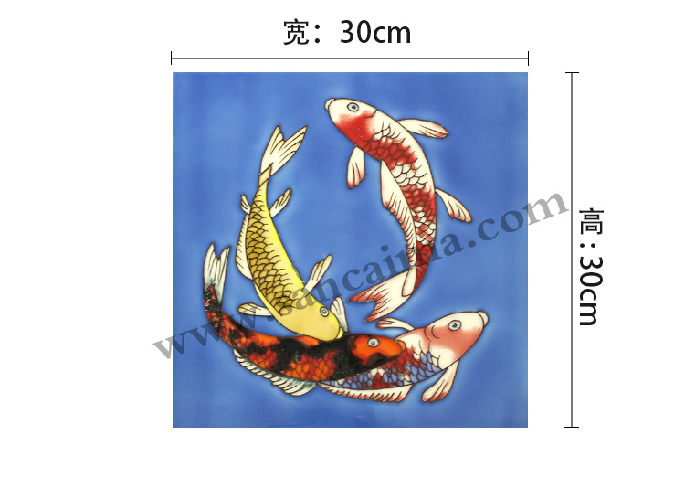 傳統(tǒng)錦鯉三彩瓷板畫 傳統(tǒng)錦鯉三彩瓷板畫
