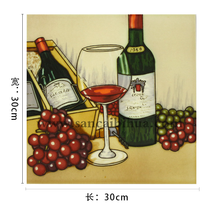 歐式紅酒酒杯葡萄三彩壁畫 歐式紅酒酒杯葡萄三彩壁畫