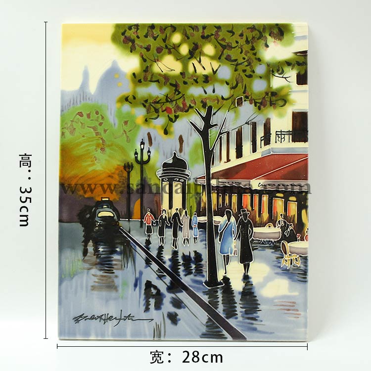 山水風(fēng)景三彩瓷板畫 山水風(fēng)景三彩瓷板畫